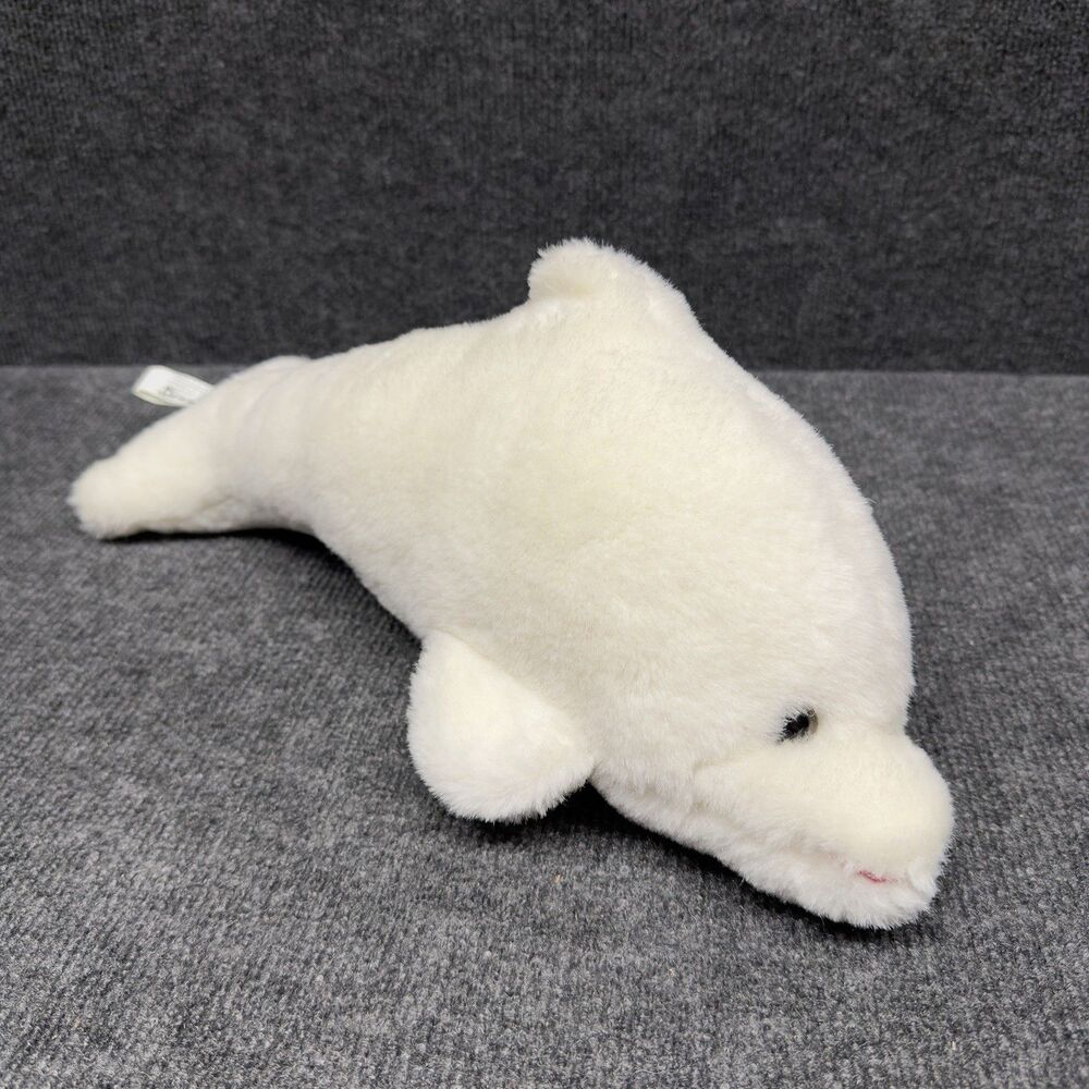 VTG RARE IKEA All White Dolphin Plush Stuffed Animal Made in S. Korea 80s 90s